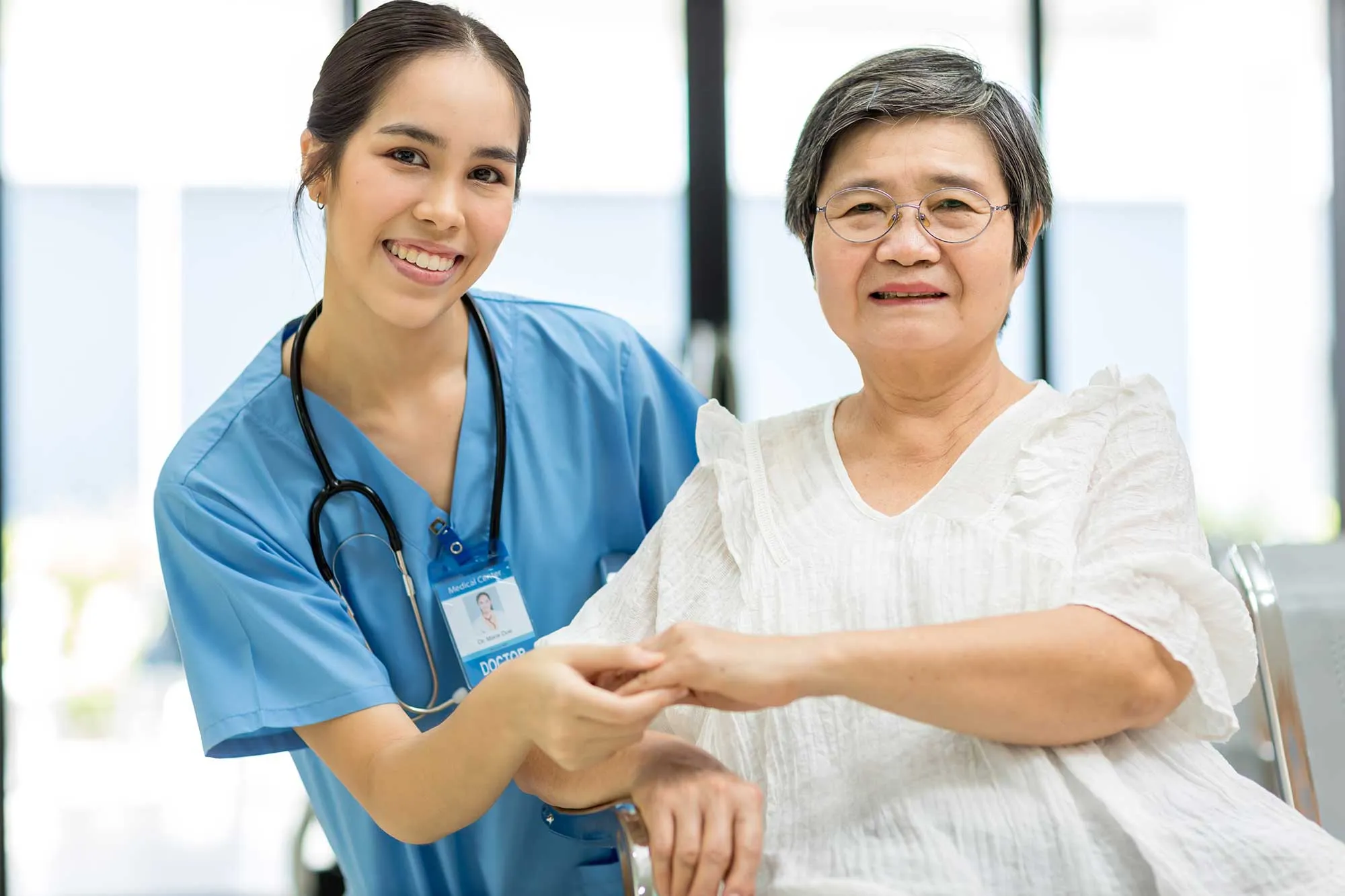 Senior woman receiving care